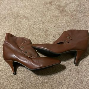 brown italian leather heel boots